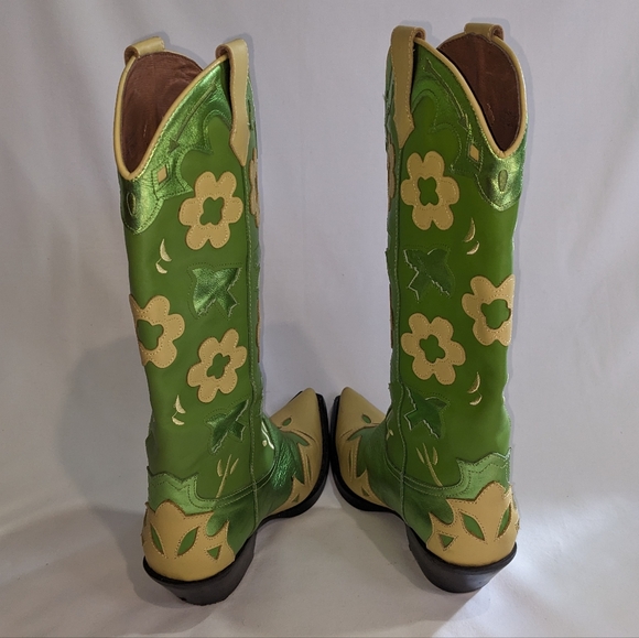 Looney-Hi Jeffrey Campbell Green Floral Western Boots Size 6 - Picture 6 of 12